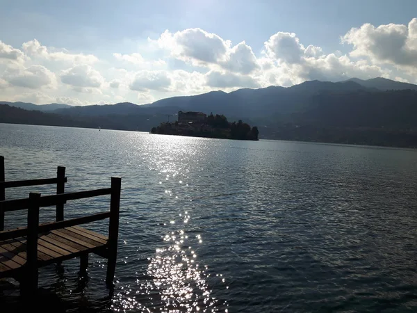 Increíble Viaje Piemonte Con Una Increíble Vista Lago Orta Los —  Fotos de Stock