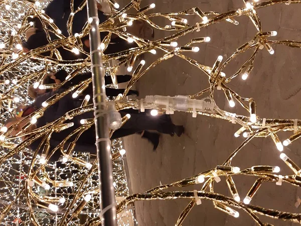 Eine Erstaunliche Weihnachtsdekoration Lichter Auf Den Straßen Von Genua Winter — Stockfoto