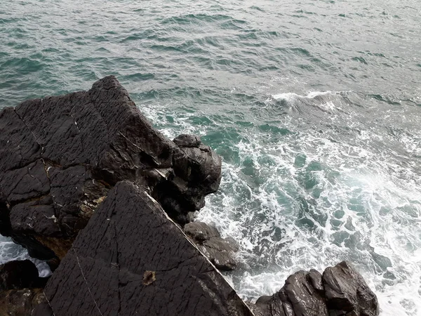 Wandelen Rond Kust Van Portofino Ligurië Met Een Grijze Lucht — Stockfoto