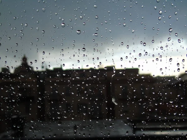 Genova Italy 2018 Amazing Photography Some Waterdrops Window Summer Rain — стоковое фото
