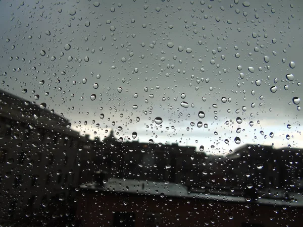 Genova Italy 2018 Amazing Photography Some Waterdrops Window Summer Rain — Stock Photo, Image