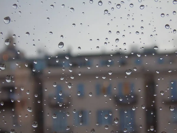 Genova Italy 2018 Amazing Photography Some Waterdrops Window Summer Rain — стоковое фото