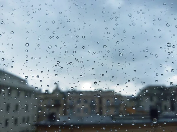 Рим Італія 2018 Дивовижний Caption Waterdrop Ефекту Поверх Вікна Після — стокове фото