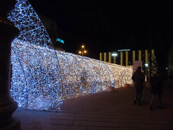 Genova Itália 2018 Uma Incrível Decoração Natal Ilumina Ruas Gênova — Fotografia de Stock