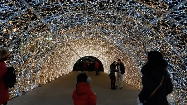 Genova Italy 2018 Amazing Christmas Decoration Lights Streets Genova Winter — Stock Photo, Image