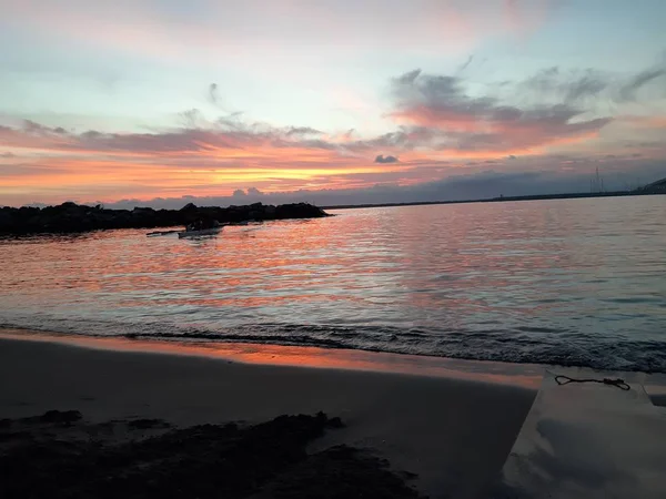 Gênes Italie 2018 Une Légende Étonnante Coucher Soleil Sur Mer — Photo