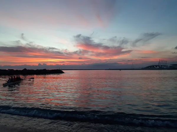 Genua Italien 2018 Eine Erstaunliche Bildunterschrift Des Sonnenuntergangs Über Dem — Stockfoto