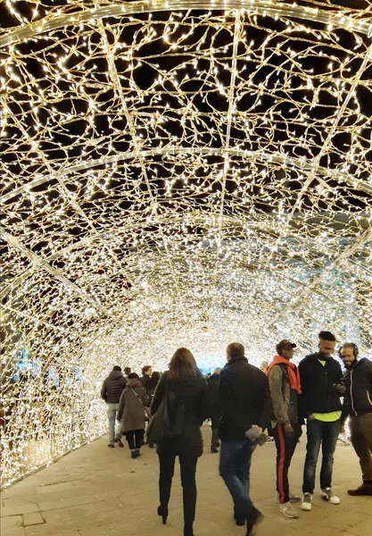 Genova Italy 2018 Amazing Christmas Decoration Lights Streets Genova Winter — Stock Photo, Image