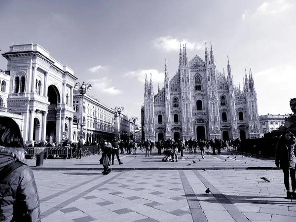 Milan Talya 2019 Duomo Milan Kış Gün Akşam Güzel Renkli — Stok fotoğraf