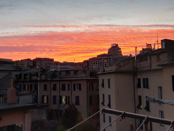 Genova Włochy 2018 Podpis Niesamowite Drapaczy Chmur Miasta Genui Zimowe — Zdjęcie stockowe