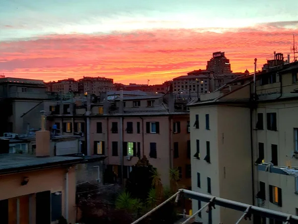 Genova Italië 2018 Een Geweldige Bijschrift Van Wolkenkrabbers Van Stad — Stockfoto