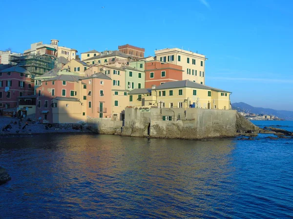 Genova Itália 2019 Uma Incrível Legenda Pôr Sol Sobre Mar — Fotografia de Stock