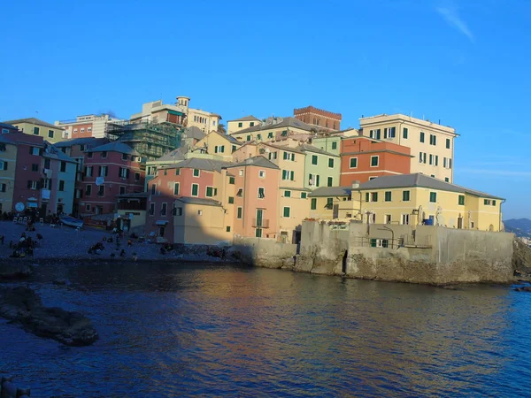 Genova Italië 2019 Een Geweldige Bijschrift Van Zonsondergang Zee Met — Stockfoto