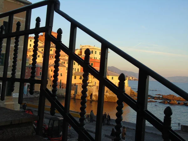 Genova Italië 2019 Een Geweldige Bijschrift Van Zonsondergang Zee Met — Stockfoto