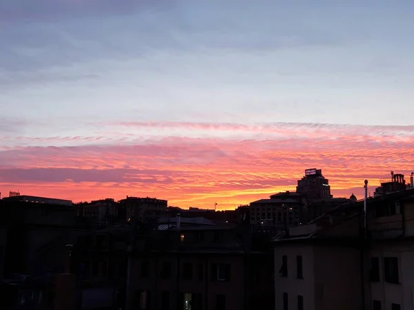 Gênes Italie 2019 Une Légende Étonnante Coucher Soleil Sur Mer — Photo