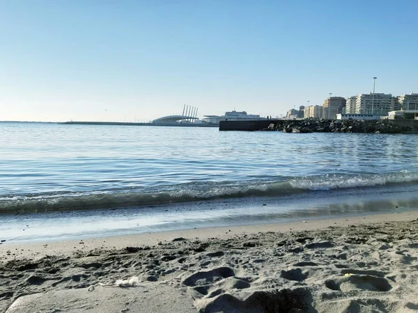 Хорватія 2019 Дивовижний Підпис Захід Сонця Над Морем Деяких Хвиль — стокове фото