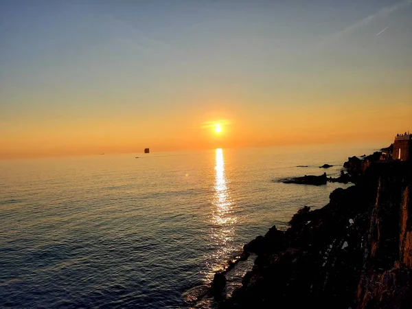 Genova Italia 2019 Una Splendida Didascalia Del Tramonto Sul Mare — Foto Stock