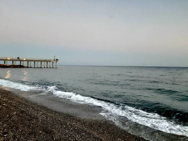 Genova Talya 2019 Bazı Dalgalar Cenova Şehir Denize Sıfır Üzerinden — Stok fotoğraf