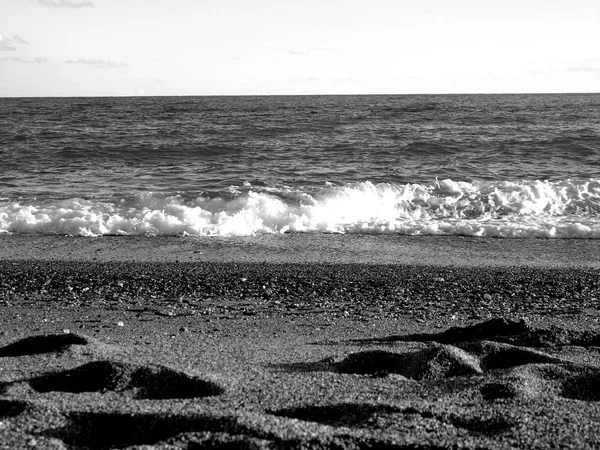 Genova Itália 2019 Uma Incrível Legenda Pequenas Ondas Belo Pôr — Fotografia de Stock