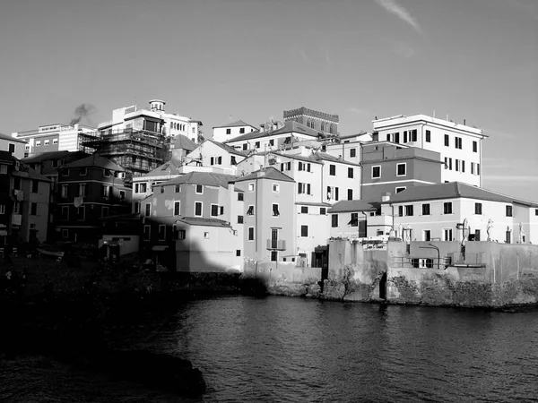 Genova Itália 2019 Uma Incrível Legenda Pequenas Ondas Belo Pôr — Fotografia de Stock