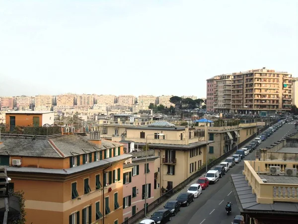 Genova Itália 2019 Uma Incrível Legenda Cidade Gênova Das Colinas — Fotografia de Stock