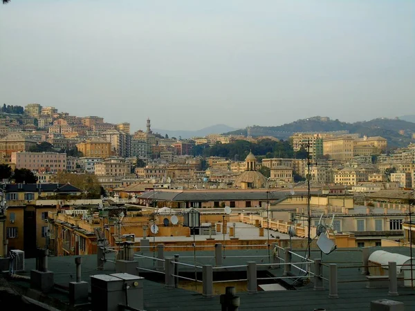 Genova Itália 2019 Uma Incrível Legenda Cidade Gênova Das Colinas — Fotografia de Stock