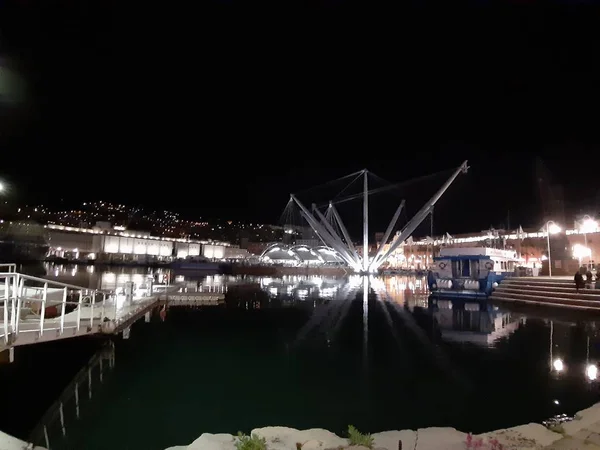 Génova Italia 2019 Subtítulo Increíble Del Puerto Génova Por Noche — Foto de Stock