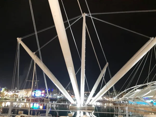 Génova Italia 2019 Subtítulo Increíble Del Puerto Génova Por Noche —  Fotos de Stock