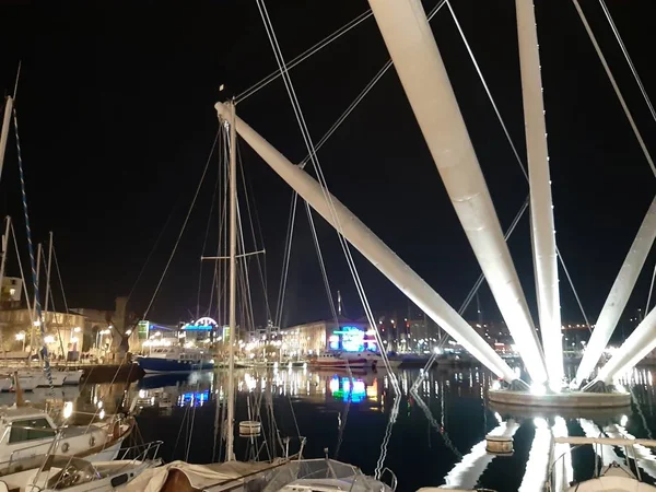 Génova Italia 2019 Subtítulo Increíble Del Puerto Génova Por Noche — Foto de Stock