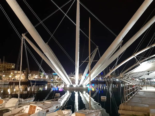 Genova Italy 2019 Amazing Caption Port Genova Night Spring Days — Stock Photo, Image
