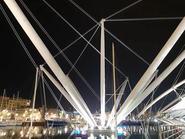 Genova Itália 2019 Uma Legenda Incrível Porto Gênova Noite Nos — Fotografia de Stock