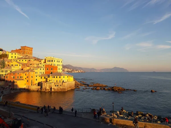 Genova Italië 2019 Boccadasse Een Klein Zeedistrict Van Genua Tijdens — Stockfoto