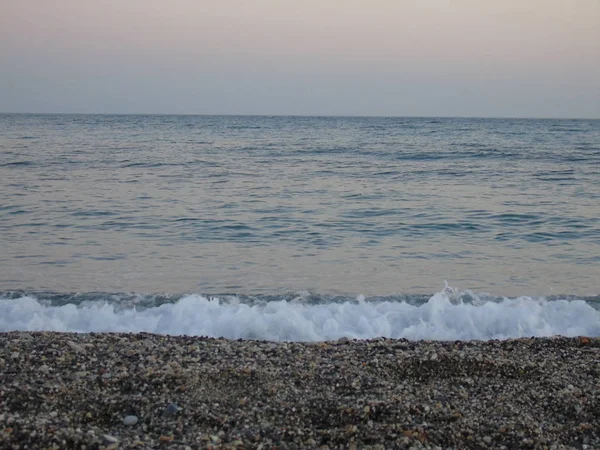 Génova Italia 2019 Acercamiento Grandes Olas Rompiendo Costa Liguria Italia — Foto de Stock