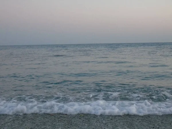 Genova Italy 2019 Close Big Waves Breaking Coast Liguria Italy — Stock Photo, Image