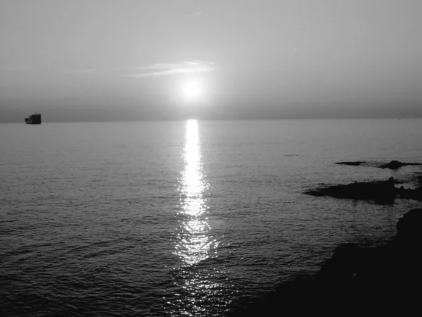 Genova Italien 2019 Fantastisk Bildtext Solnedgången Våren Dagar Över Havet — Stockfoto