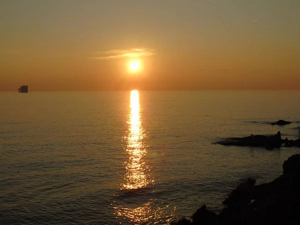 Genova Italy 2019 Amazing Caption Sunset Spring Days Sea Genova — стоковое фото