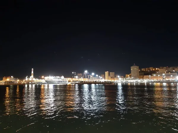 Genova Italy 2019 Amazing Caption Sea Shore Genoa Night Spring — стоковое фото