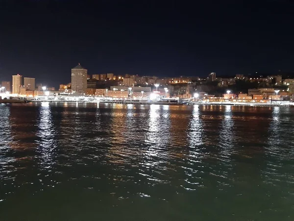 Genova Italy 2019 Amazing Caption Sea Shore Genoa Night Spring — Stock Photo, Image