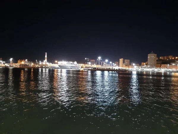 Genova Italy 2019 Amazing Caption Sea Shore Genoa Night Spring — Stock Photo, Image