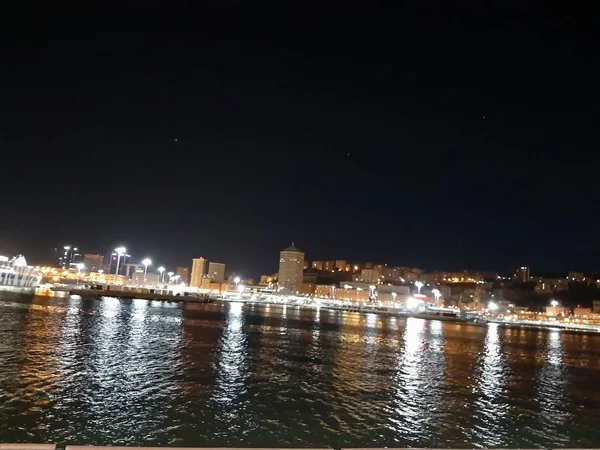 Genova Itália 2019 Uma Incrível Legenda Costa Marítima Gênova Noite — Fotografia de Stock