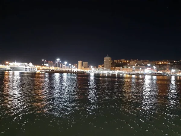 Genova Italy 2019 Amazing Caption Sea Shore Genoa Night Spring — стоковое фото