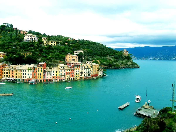 Portofino Italy May 2019 Beautiful Portofino Colorful Houses Villas Luxury — стоковое фото