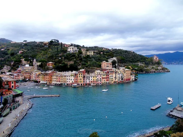 Portofino Itálie Květen 2019 Krásný Portofino Pestrobarevné Domy Vily Luxusní — Stock fotografie