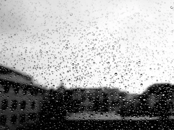 Una Straordinaria Fotografia Alcune Gocce Acqua Sopra Finestra Dopo Pioggia — Foto Stock