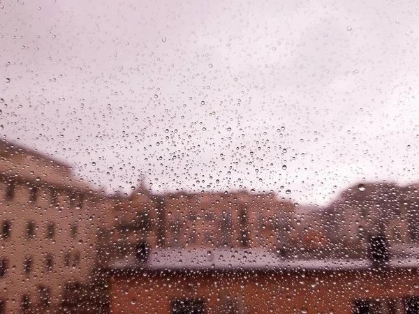 Amazing Photography Some Waterdrops Window Summer Rain City — Stock Photo, Image