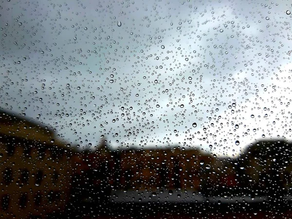 Eine Erstaunliche Fotografie Einiger Wassertropfen Über Dem Fenster Nach Dem — Stockfoto