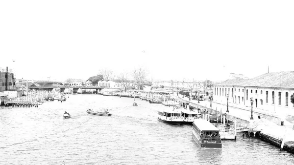 Venedig Italien 2019 Neblig Neblig Venedig Kanal Historische Alte Häuser — Stockfoto