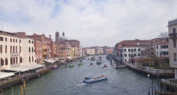 Wenecja Włochy 2019 Foggy Mglisty Wenecja Kanał Kanał Historyczne Stare — Zdjęcie stockowe