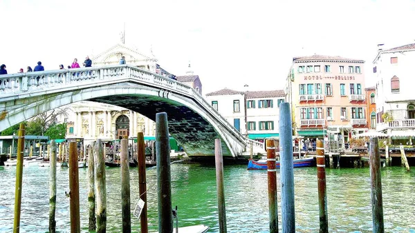 Venise Italie 2019 Foggy Brumeux Venise Canal Canal Historique Vieilles — Photo