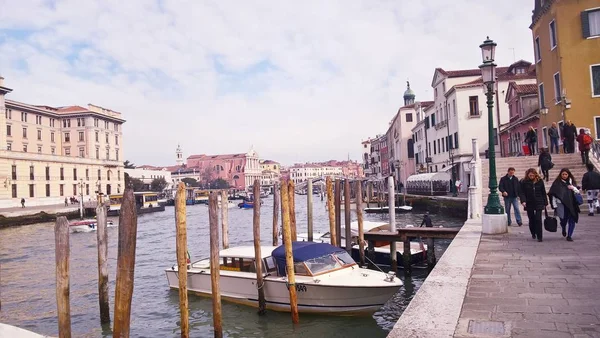 Venedig Italien 2019 Neblig Neblig Venedig Kanal Historische Alte Häuser — Stockfoto